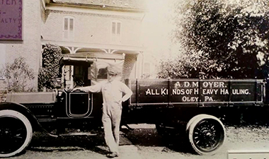 Amandus D. Moyer with truck